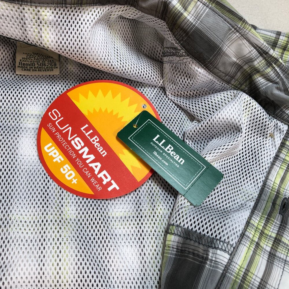 L.L Bean Tropicwear Shirt Men's 3XL Gray Green Plaid Regular Vented Fishing NEW - Picture 12 of 16